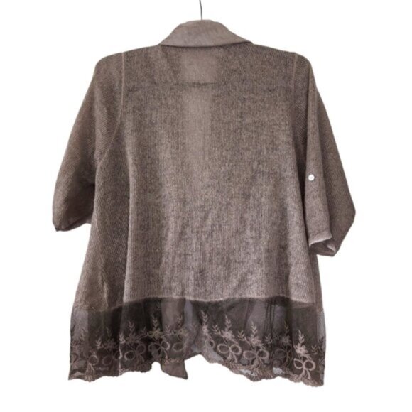 Made In Italy Wool Mohair Lagenlook Boho Forest Fairy Crochet Lace Cardigan OS - Picture 2 of 7